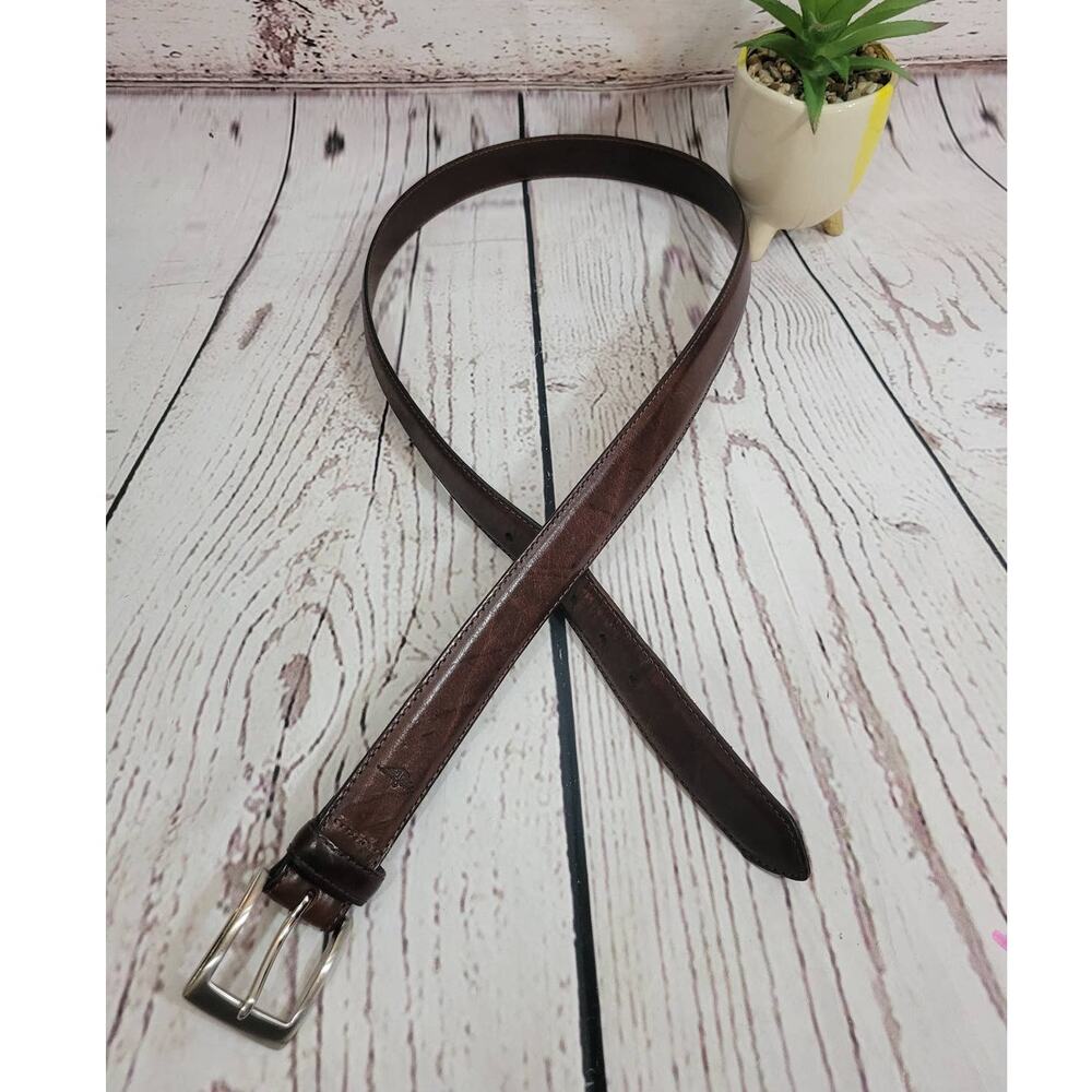 DOCKERS Brown Full Grain Cowhide Belt Solid Brass Buckle Men's Size 38